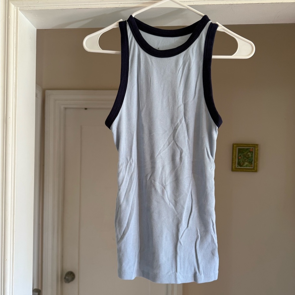 Light blue ringer tank top stretch size medium